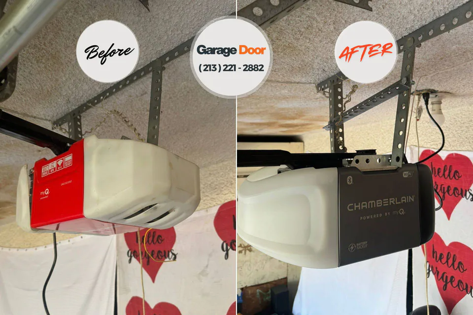 Before and after: garage door repair Owings Mills, MD